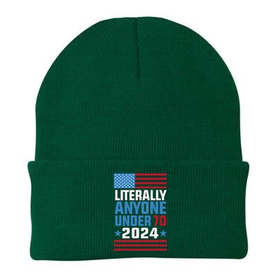 Funny Anyone Under 70 For 2024 President Election 2024 Knit Cap Winter Beanie