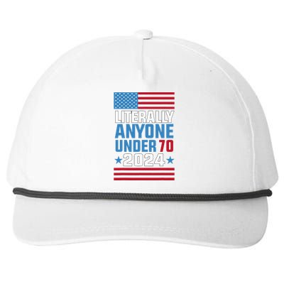 Funny Anyone Under 70 For 2024 President Election 2024 Snapback Five-Panel Rope Hat