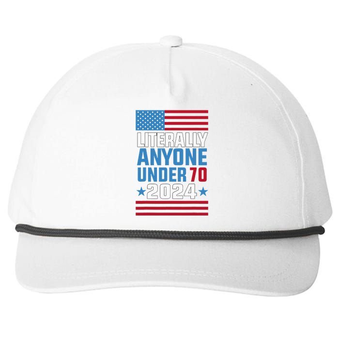 Funny Anyone Under 70 For 2024 President Election 2024 Snapback Five-Panel Rope Hat