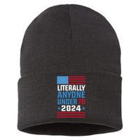 Funny Anyone Under 70 For 2024 President Election 2024 Sustainable Knit Beanie