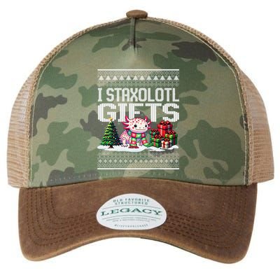 Funny Axolotl Ugly Christmas Sweater Stacks Axolotl Presents Legacy Tie Dye Trucker Hat
