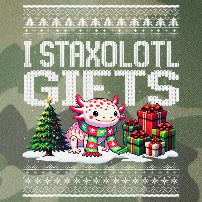 Funny Axolotl Ugly Christmas Sweater Stacks Axolotl Presents Legacy Tie Dye Trucker Hat