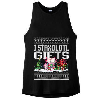Funny Axolotl Ugly Christmas Sweater Stacks Axolotl Presents Ladies PosiCharge Tri-Blend Wicking Tank