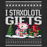 Funny Axolotl Ugly Christmas Sweater Stacks Axolotl Presents 7 Panel Mesh Trucker Snapback Hat