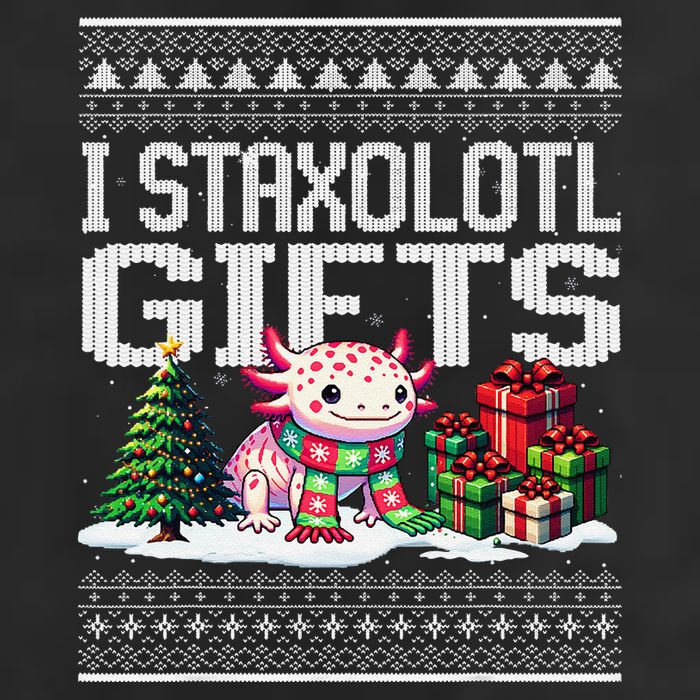 Funny Axolotl Ugly Christmas Sweater Stacks Axolotl Presents 7 Panel Mesh Trucker Snapback Hat