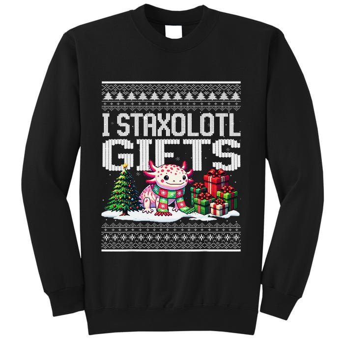 Funny Axolotl Ugly Christmas Sweater Stacks Axolotl Presents Sweatshirt