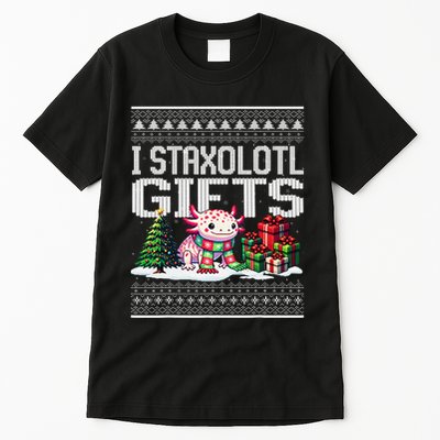 Funny Axolotl Ugly Christmas Sweater Stacks Axolotl Presents Tall T-Shirt