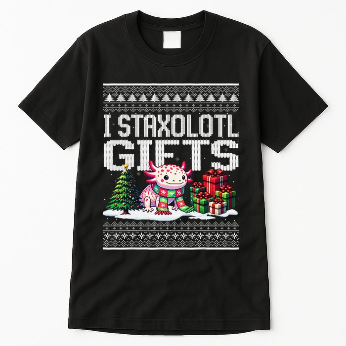 Funny Axolotl Ugly Christmas Sweater Stacks Axolotl Presents Tall T-Shirt