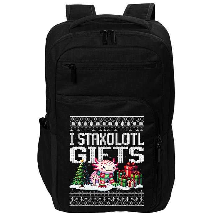 Funny Axolotl Ugly Christmas Sweater Stacks Axolotl Presents Impact Tech Backpack