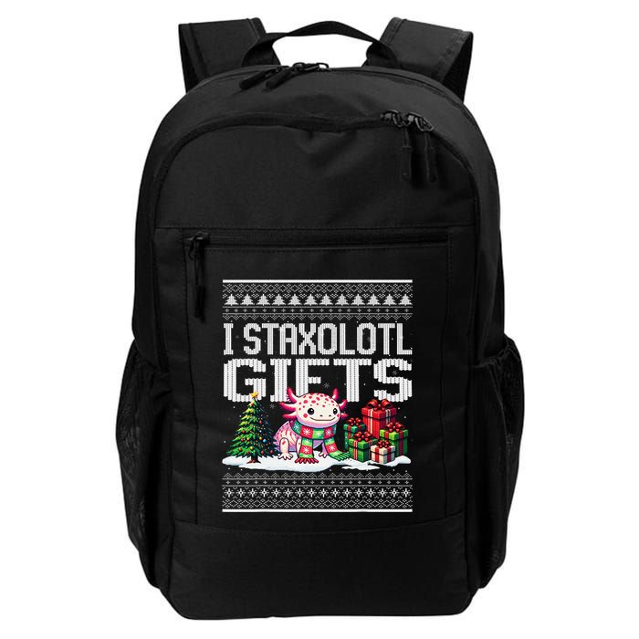 Funny Axolotl Ugly Christmas Sweater Stacks Axolotl Presents Backpack