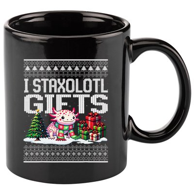 Funny Axolotl Ugly Christmas Sweater Stacks Axolotl Presents 11oz C Handle Ceramic Mug