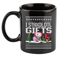 Funny Axolotl Ugly Christmas Sweater Stacks Axolotl Presents 11oz C Handle Ceramic Mug