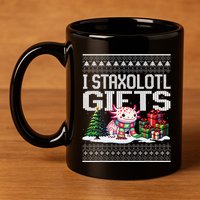 Funny Axolotl Ugly Christmas Sweater Stacks Axolotl Presents 11oz C Handle Ceramic Mug