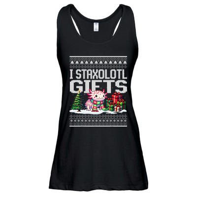 Funny Axolotl Ugly Christmas Sweater Stacks Axolotl Presents Ladies Essential Flowy Tank