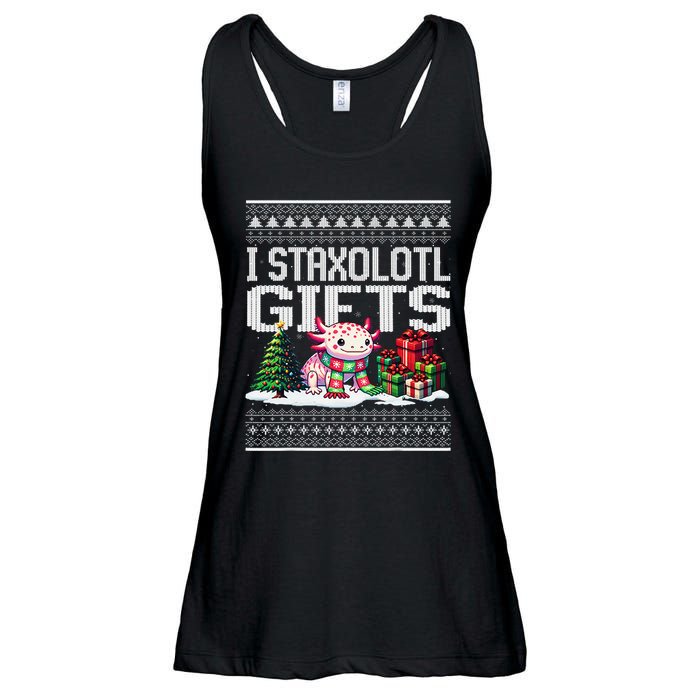 Funny Axolotl Ugly Christmas Sweater Stacks Axolotl Presents Ladies Essential Flowy Tank