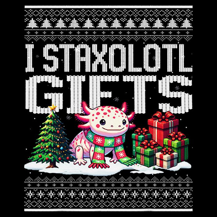 Funny Axolotl Ugly Christmas Sweater Stacks Axolotl Presents 16 in Basic Backpack