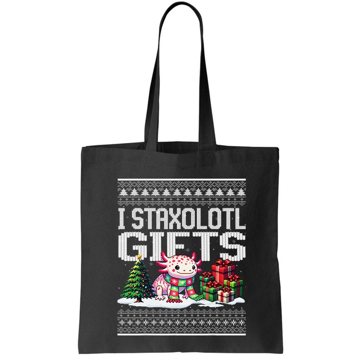 Funny Axolotl Ugly Christmas Sweater Stacks Axolotl Presents Bag