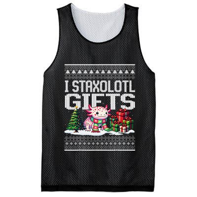 Funny Axolotl Ugly Christmas Sweater Stacks Axolotl Presents Mesh Reversible Basketball Jersey Tank
