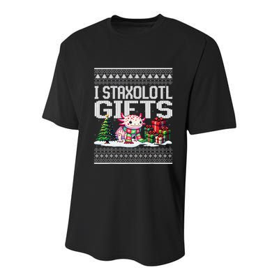 Funny Axolotl Ugly Christmas Sweater Stacks Axolotl Presents Youth Performance Sprint T-Shirt