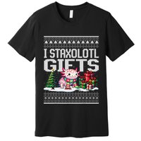 Funny Axolotl Ugly Christmas Sweater Stacks Axolotl Presents Premium T-Shirt