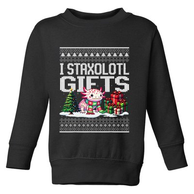 Funny Axolotl Ugly Christmas Sweater Stacks Axolotl Presents Toddler Sweatshirt