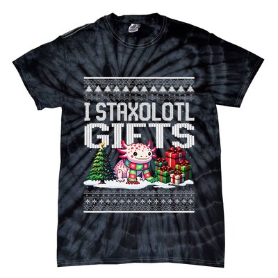 Funny Axolotl Ugly Christmas Sweater Stacks Axolotl Presents Tie-Dye T-Shirt