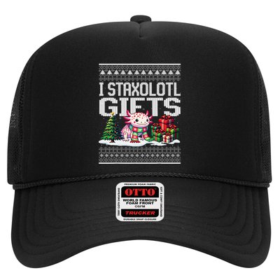 Funny Axolotl Ugly Christmas Sweater Stacks Axolotl Presents Trucker Hat