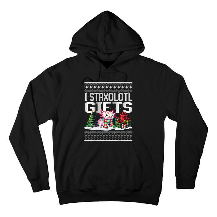 Funny Axolotl Ugly Christmas Sweater Stacks Axolotl Presents Tall Hoodie