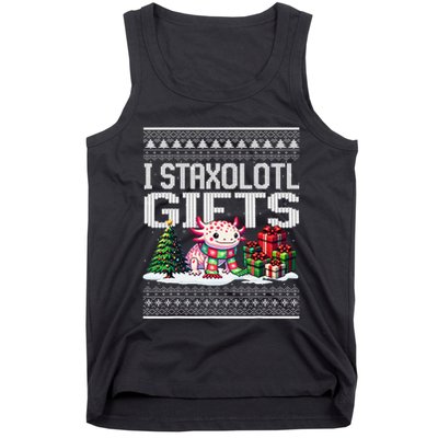 Funny Axolotl Ugly Christmas Sweater Stacks Axolotl Presents Tank Top