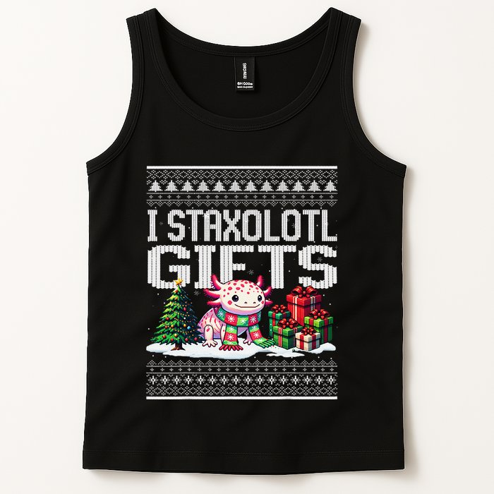 Funny Axolotl Ugly Christmas Sweater Stacks Axolotl Presents Tank Top