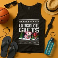 Funny Axolotl Ugly Christmas Sweater Stacks Axolotl Presents Tank Top