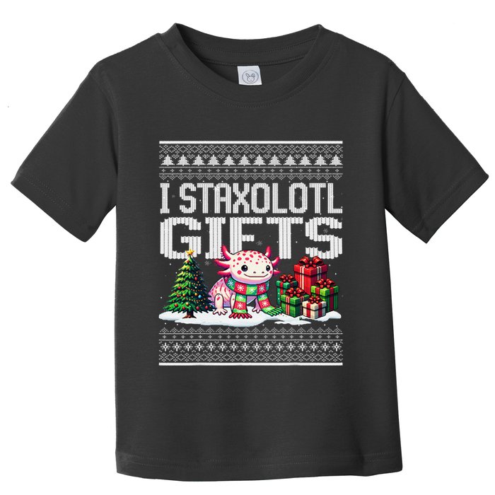 Funny Axolotl Ugly Christmas Sweater Stacks Axolotl Presents Toddler T-Shirt