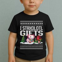 Funny Axolotl Ugly Christmas Sweater Stacks Axolotl Presents Toddler T-Shirt