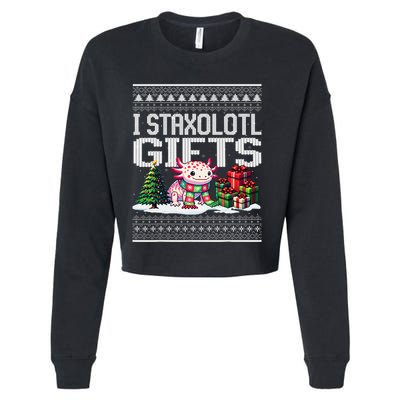 Funny Axolotl Ugly Christmas Sweater Stacks Axolotl Presents Cropped Pullover Crew