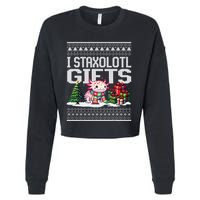 Funny Axolotl Ugly Christmas Sweater Stacks Axolotl Presents Cropped Pullover Crew