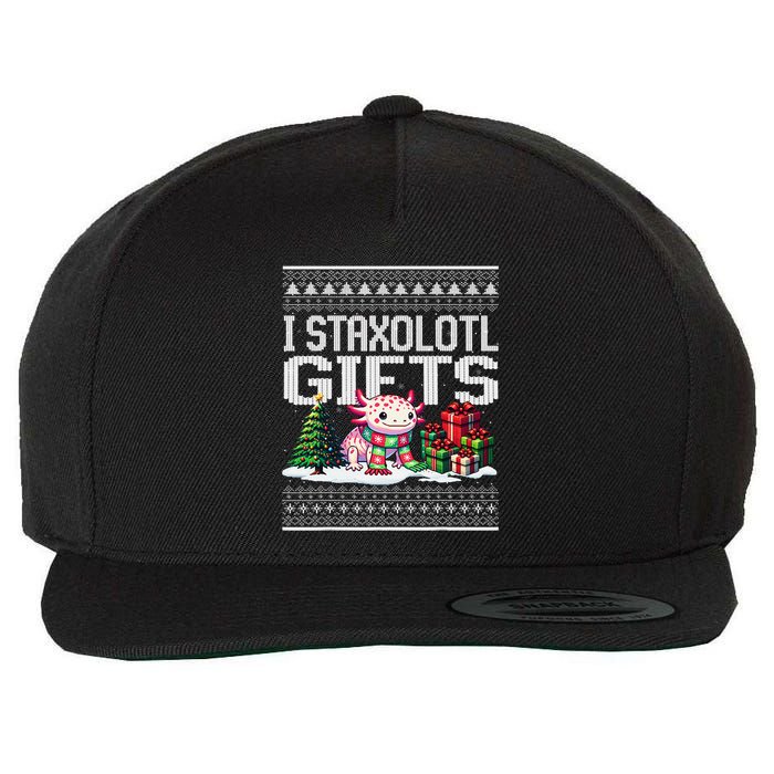 Funny Axolotl Ugly Christmas Sweater Stacks Axolotl Presents Wool Snapback Cap