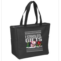 Funny Axolotl Ugly Christmas Sweater Stacks Axolotl Presents Zip Tote Bag