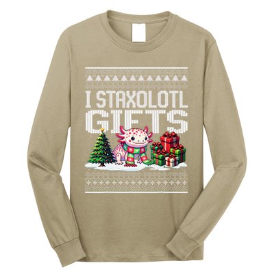 Funny Axolotl Ugly Christmas Sweater Stacks Axolotl Presents Long Sleeve Shirt