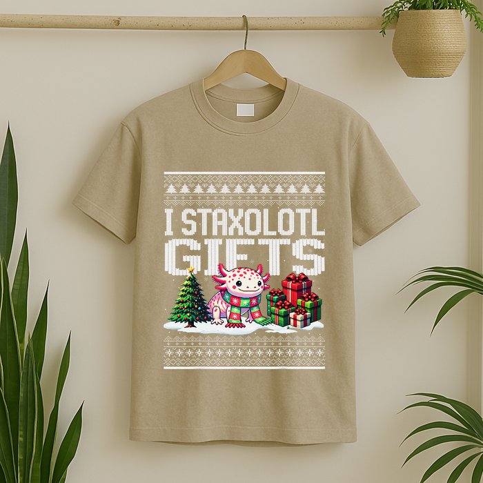 Funny Axolotl Ugly Christmas Sweater Stacks Axolotl Presents T-Shirt