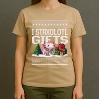 Funny Axolotl Ugly Christmas Sweater Stacks Axolotl Presents T-Shirt