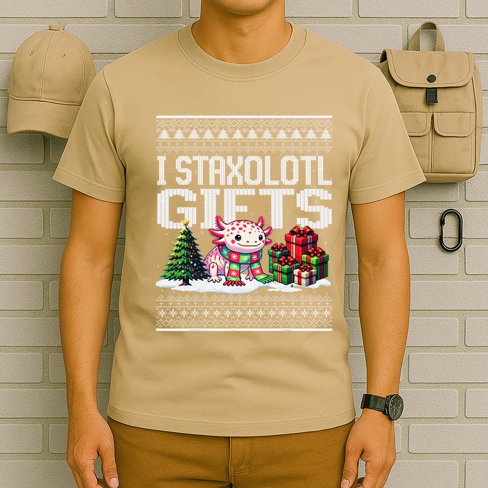 Funny Axolotl Ugly Christmas Sweater Stacks Axolotl Presents T-Shirt