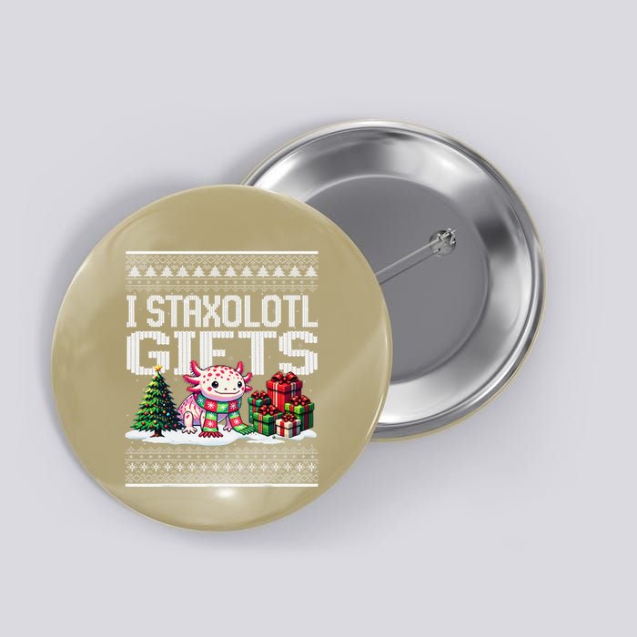 Funny Axolotl Ugly Christmas Sweater Stacks Axolotl Presents Button