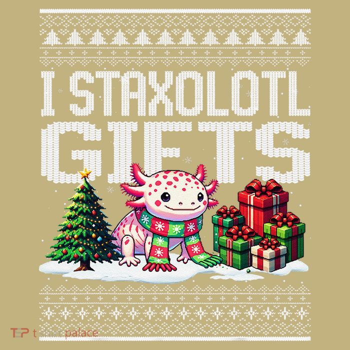Funny Axolotl Ugly Christmas Sweater Stacks Axolotl Presents Magnet