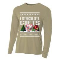 Funny Axolotl Ugly Christmas Sweater Stacks Axolotl Presents Cooling Performance Long Sleeve Crew