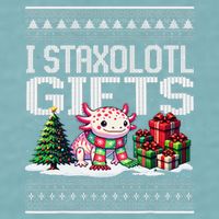 Funny Axolotl Ugly Christmas Sweater Stacks Axolotl Presents Sueded Cloud Jersey T-Shirt