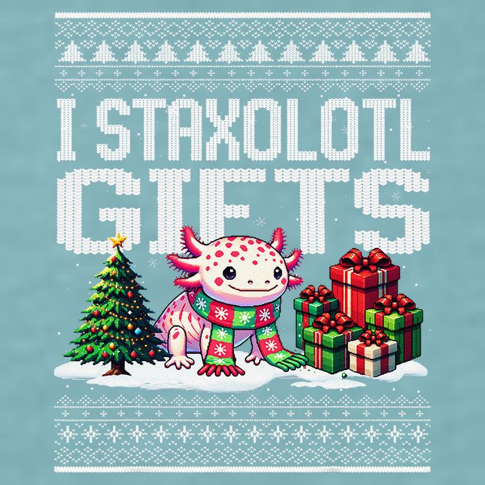 Funny Axolotl Ugly Christmas Sweater Stacks Axolotl Presents Sueded Cloud Jersey T-Shirt