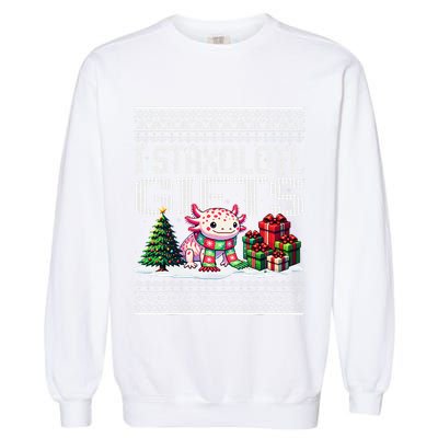 Funny Axolotl Ugly Christmas Sweater Stacks Axolotl Presents Garment-Dyed Sweatshirt
