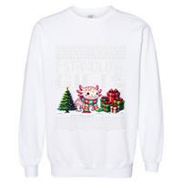 Funny Axolotl Ugly Christmas Sweater Stacks Axolotl Presents Garment-Dyed Sweatshirt