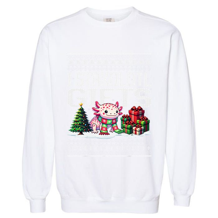 Funny Axolotl Ugly Christmas Sweater Stacks Axolotl Presents Garment-Dyed Sweatshirt