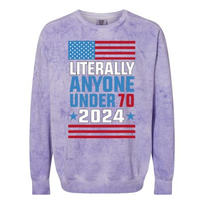 Funny Anyone Under 70 For 2024 President Election 2024 Colorblast Crewneck Sweatshirt